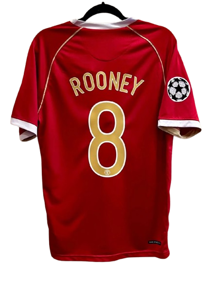 Maillot Manchester United Domicile 2006/07 Vintage – Wayne Rooney #8 – Édition Ligue des Champions – Manches Courtes